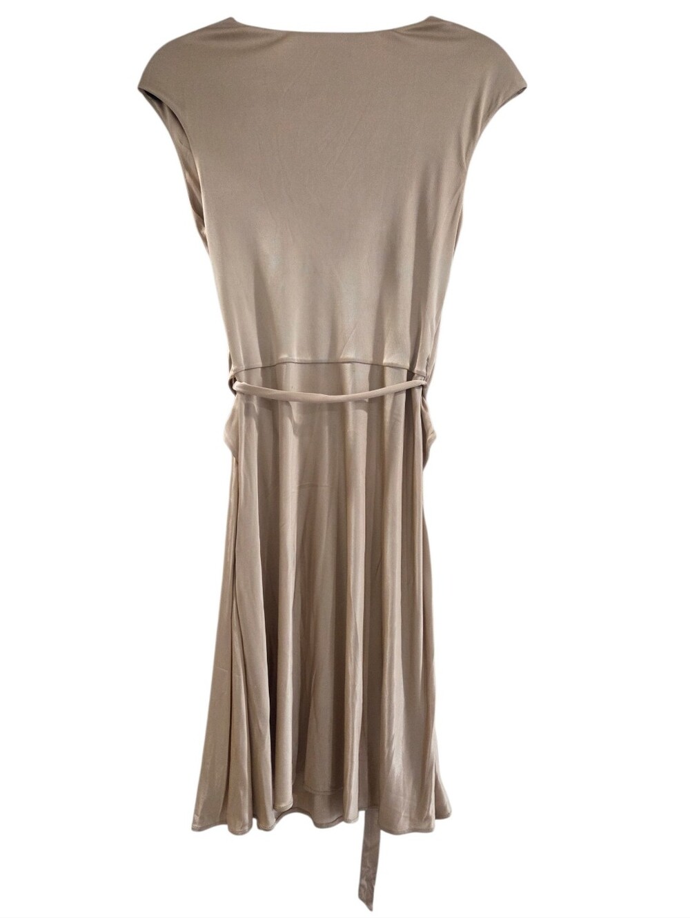 Calvin Klein Champagne Gold Faux Wrap V-Neck Tie Waist Cocktail Dress Size 6 - Picture 5 of 8